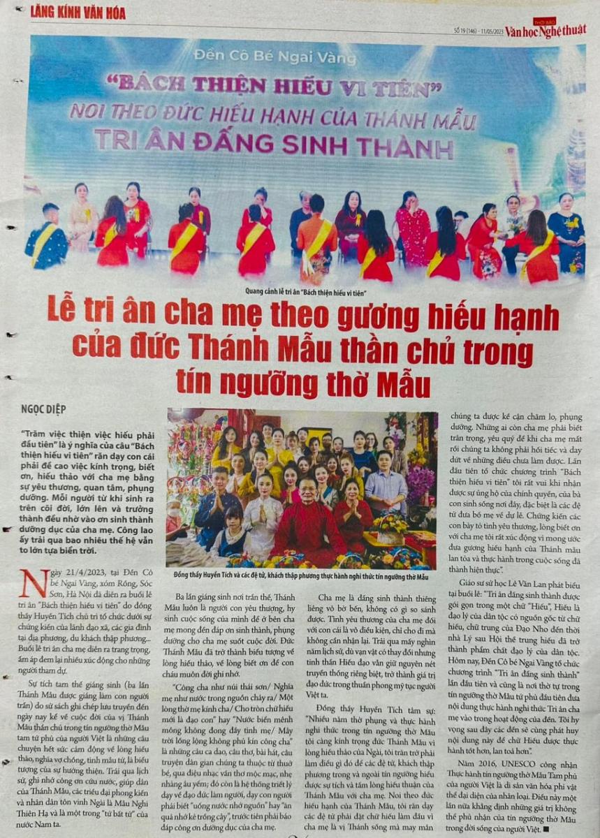 Noi theo gương đức hiếu hạnh của Thánh Mẫu
